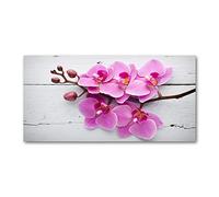 Tulup Splashback 55.12x27.56 inch / 140x70 cm Splash back Kitchen Panel Toughened Safe Glass Tempered Glass Kitchen Protection Induction Cooker Wall Protection Glass Panel - Pink orchid on wood