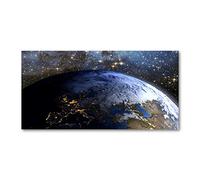 Tulup Splashback 55.12x27.56 inch / 140x70 cm Splash back Kitchen Panel Toughened Safe Glass Tempered Glass Kitchen Protection Induction Cooker Wall Protection Glass Panel - Blue - Planet Earth