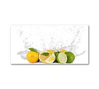 Tulup Splashback 55.12x27.56 inch / 140x70 cm Splash back Kitchen Panel Toughened Safe Glass Tempered Glass Kitchen Protection Induction Cooker Wall Protection Glass Panel - Yellow - Citrus water