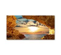 Tulup Splashback 55.12x27.56 inch / 140x70 cm Tempered Glass Wall Protection Induction Cooker Glass Panel Splash back Kitchen Panel Kitchen Toughened Safe Glass - Orange - Grotto by the sea