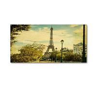 Tulup Splashback 55.12x27.56 inch / 140x70 cm Tempered Glass Wall Protection Induction Cooker Glass Panel Splash back Kitchen Panel Kitchen Toughened Safe Glass - Yellow - Eiffel Tower Paris