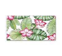 Tulup Splashback 55.12x27.56 inch / 140x70 cm Tempered Glass Wall Protection Induction Cooker Glass Panel Splash back Kitchen Panel Kitchen Toughened Safe Glass - Pink tropical flowers