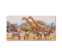 Tulup Splashback 55.12x27.56 inch / 140x70 cm Tempered Glass Wall Protection Induction Cooker Glass Panel Splash back Kitchen Panel Kitchen Toughened Safe Glass - Brown - giraffes and zebras
