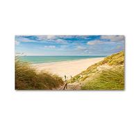 Tulup Splashback 55.12x27.56 inch / 140x70 cm Toughened Safe Glass Wall Protection Kitchen Splash back Glass Panel Protection Induction Cooker Kitchen Panel Tempered Glass - Blue - coastal dunes