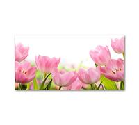Tulup Splashback 55.12x27.56 inch / 140x70 cm Toughened Safe Glass Wall Protection Kitchen Splash back Glass Panel Protection Induction Cooker Kitchen Panel Tempered Glass - Rosa - pink tulips