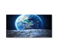 Tulup Splashback 55.12x27.56 inch / 140x70 cm Toughened Safe Glass Wall Protection Kitchen Splash back Glass Panel Protection Induction Cooker Kitchen Panel Tempered Glass - Blue - Planet Earth