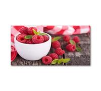 Tulup Splashback 55.12x27.56 inch / 140x70 cm Toughened Safe Glass Wall Protection Kitchen Splash back Glass Panel Protection Induction Cooker Kitchen Panel Tempered Glass - Red - raspberries bowl