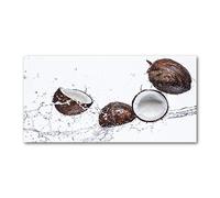 Tulup Splashback 55.12x27.56 inch / 140x70 cm Toughened Safe Glass Wall Protection Kitchen Splash back Glass Panel Protection Induction Cooker Kitchen Panel Tempered Glass - Brown - coconut water