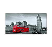 Tulup Splashback 55.12x27.56 inch / 140x70 cm Wall Protection Glass Panel Kitchen Panel Splash back Kitchen Protection Induction Cooker Tempered Glass Toughened Safe Glass - Red - London bus