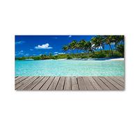 Tulup Splashback 55.12x27.56 inch / 140x70 cm Wall Protection Glass Panel Kitchen Panel Splash back Kitchen Protection Induction Cooker Tempered Glass Toughened Safe Glass - Green - exotic beach