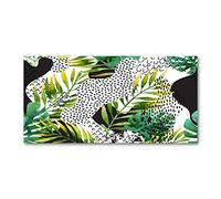 Tulup Splashback 55.12x27.56 inch / 140x70 cm Wall Protection Glass Panel Kitchen Panel Splash back Kitchen Protection Induction Cooker Tempered Glass Toughened Safe Glass - Green - Palm Leaves