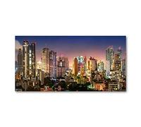 Tulup Splashback 55.12x27.56 inch / 140x70 cm Wall Protection Glass Panel Kitchen Panel Splash back Kitchen Protection Induction Cooker Tempered Glass Toughened Safe Glass - Multicolored - Bangkok at night