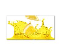 Tulup Splashback 55.12x27.56 inch / 140x70 cm Wall Protection Kitchen Panel Toughened Safe Glass Kitchen Protection Induction Cooker Glass Panel Splash back Tempered Glass - Yellow - lemon slices