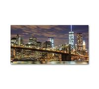 Tulup Splashback 55.12x27.56 inch / 140x70 cm Wall Protection Kitchen Panel Toughened Safe Glass Kitchen Protection Induction Cooker Glass Panel Splash back Tempered Glass - Multicolored - Brooklyn Bridge