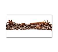 Tulup Splashback 55.12x27.56 inch / 140x70 cm Wall Protection Tempered Glass Kitchen Panel Toughened Safe Glass Panel Protection Induction Cooker Kitchen Splash back - Brown - coffee beans cinnamon