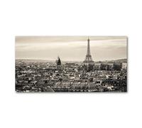 Tulup Splashback 55.12x27.56 inch / 140x70 cm Wall Protection Toughened Safe Glass Splash back Kitchen Panel Tempered Glass Kitchen Protection Induction Cooker Glass Panel - Black and white - Eiffel Tower Paris