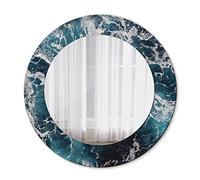 Tulup Wall Mirror Circular Mirror with Print Ø19.7 in / 50 cm Unique Mirror Glass Overprint Home Decoration - stormy sea