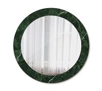 Tulup Wall Mirror Circular Mirror with Print Ø27.56 in / 70 cm Unique Mirror Glass Overprint Home Decoration - Green marble