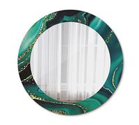 Tulup Wall Mirror Home Decoration Overprint Glass Unique Mirror Circular Mirror with Print Ø23.6 in / 60 cm - emerald green marble