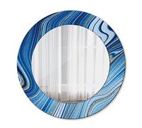 Tulup Wall Mirror Unique Mirror Home Decoration Ø19.7 in / 50 cm Circular Mirror with Print Overprint Glass - blue marbling