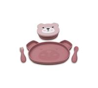 TUM TUM Silicone Weaning Bowl & Spoon Set Betsy Bear - Pink