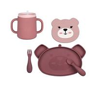 Tum Tum Silicone Weaning Set and Tum Tum Silicone 3 Way Sippy Cup - Betsy Bear