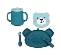 Tum Tum Silicone Weaning Set and Tum Tum Silicone 3 Way Sippy Cup - Boris Bear