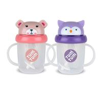 TUM TUM Tippy Up Free Flow Sippy Cup (No Valve), Two Pack (Betsy & Olivia 200ml)