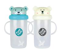TUM TUM Tippy Up Free Flow Sippy Cup (No Valve), Two Pack (Boris & Pete 300ml)