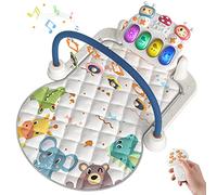 tumama Baby Play Mats for Floor from Birth,Activity Gym Play Mat Toy with Hanging Soft Learning Carpet Toy for Baby Boys and Girls(Animal)