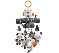 TUMAMA Baby Pram Toy from 0 2 3 4 6 8 9 12 Months, Contrast Black White Play Arch Pendant Gripping Toy Baby Toy with Sound, Plush Animal Hanging Toy Girls Boys Gift