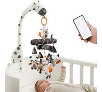 TUMAMA Mobile Toy for cot Crib Baby 0-3 - 6-9 - 12 Months, high-Contrast Crib Toy with Night Light with Projector, Music and White Noise, Black and White Hanging Plush Animal Toys