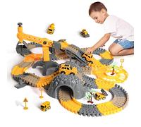 tumama Race Tracks Set Construction Vehicles Flexible Trains Tracks With Magic Electric cars, Toy Cars Set for 2 3 4 5 6 7 Years Old Child Kids Boys and Girls Road Race Playset Christmas Birthday Gift