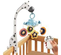 TUMAMA Zebra 3 in 1 Cot Projection Mobile with Soothing Music, Baby Crib Mobile Musical Toy with Remote Control, Sensory Toys Newborns Gift for Babies Toddlers, White