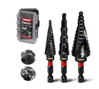 TUMAX 3 PCS M35 Cobalt Step Drill Bit Set with TiAlN Coating, 1/4" Hex Shank Impact Ready, 1/8" to 7/8" HSS-Co Multi-Hole Unibit with Dual-Spiral Flute for Stainless Steel, Metal, HVAC, Electrical