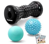Tumaz Massage Ball & Foot Roller 3-in-1 Set for Relieving Plantar Fasciitis, Foot Arch Pain, Myofascial Pain Syndrome with Spiky Ball, Lacrosse Ball, Massage Roller