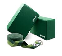 Tumaz Yoga Blocks Set of 2 with Premium Yoga Strap, High Density Bricks to Improve Spine Flexibility for Yoga & Pilates, [Light Weight, Anti-slip Surface, Extra-Durable] with Instruction E-Book