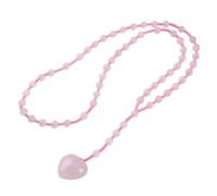 TUMBEELLUWA Natural Healing Crystal Rosary Necklace with Heart Pendant | 5 Decade Prayer Beads, Hand Knotted Nylon Cord, Heart Gemstone Necklace for Meditation, Prayer, Daily Wear, Spiritual Gift