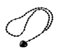 TUMBEELLUWA Natural Healing Crystal Rosary Necklace with Heart Pendant | 5 Decade Prayer Beads, Hand Knotted Nylon Cord, Heart Gemstone Necklace for Meditation, Prayer, Daily Wear, Spiritual Gift