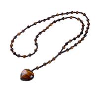 TUMBEELLUWA Natural Healing Crystal Rosary Necklace with Heart Pendant | 5 Decade Prayer Beads, Hand Knotted Nylon Cord, Heart Gemstone Necklace for Meditation, Prayer, Daily Wear, Spiritual Gift