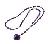 TUMBEELLUWA Natural Healing Crystal Rosary Necklace with Heart Pendant | 5 Decade Prayer Beads, Hand Knotted Nylon Cord, Heart Gemstone Necklace for Meditation, Prayer, Daily Wear, Spiritual Gift