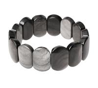 TUMBEELLUWA Wide Chunky Beaded Bracelets for Women Men, Healing Crystal Beaded Bracelets Gemstone Jewelry Birthday Gifts for Her Him, Length 8.27 Inch, Silver Obsidian, silver obsidian stone