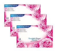 Tumble Dryer 34 Sheets Pink Blossom x 3, Fresh Laundry Conditioner Sheets - Floral Fragrance with Welari Thank You Card | (3 Pack)
