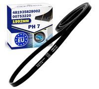 Tumble Dryer Belt Poly-V 1992 PH 7 with the Original Code 481935828002 for Whirlpool for Bauknecht 00753220 753220 for Bosch - MADE IN EU - Warranty 10 Years - MONTERAL