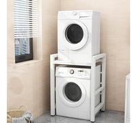 Tumble Dryer Stand Washer Dryer Stand Stacking Kit with Shelf Height Adjustable Over Washer Storage Rack Unit Drum Washing Machine Cabinet for Balcony Laundry 350KG Load Capacity (White)