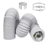 Tumble Dryer Vent Hose 150mm, 4.2m Flexible PVC Aluminium Ducting Hose with 2 Clamps and 1 Tape, Air Ducting Vent for Dryer, HVAC Ventilation, Extractor Fan, Cooker Hood (White)