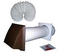 Tumble Dryer Vent Kit, Brown Cowl and includes 1.4m x 100mm 4" Flexible Ducting Hose