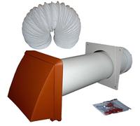 Tumble Dryer Vent Kit, Terracotta Cowl and includes 1.4m x 100mm 4" Flexible Ducting Hose