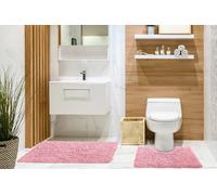 Emma Barclay Tumble Twist Pure Cotton 2pc Bath set in Pink - Mat 50x80cm / Pedestal 50x40cm