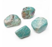 Tumbled Amazonite Stones (4 Pack) - 1-1.5 Inch Smooth Crystals for Truth, Communication & Calming - Polished Stone of Courage, Throat Chakra Healing Crystals, Pocket Stones